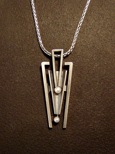 Pendant, silver with pearls
